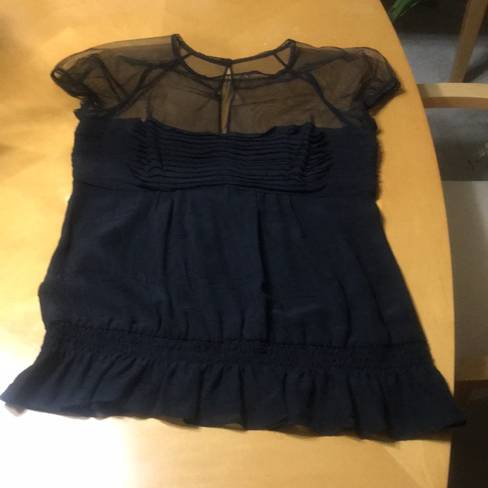 BCBG MaxAzria Black Silk Babydoll Top Size L